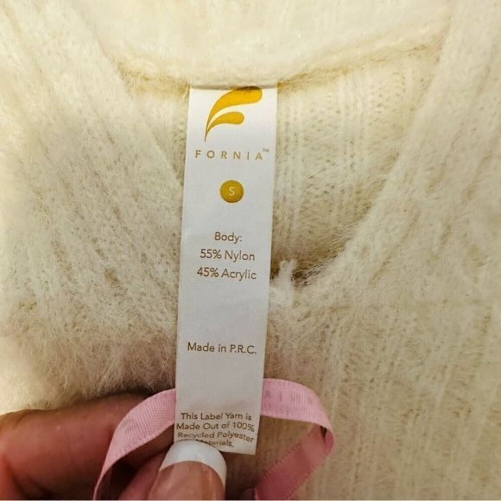 Fornia los angeles crop ivory hoodie sweatshirt size small - Picture 7 of 13